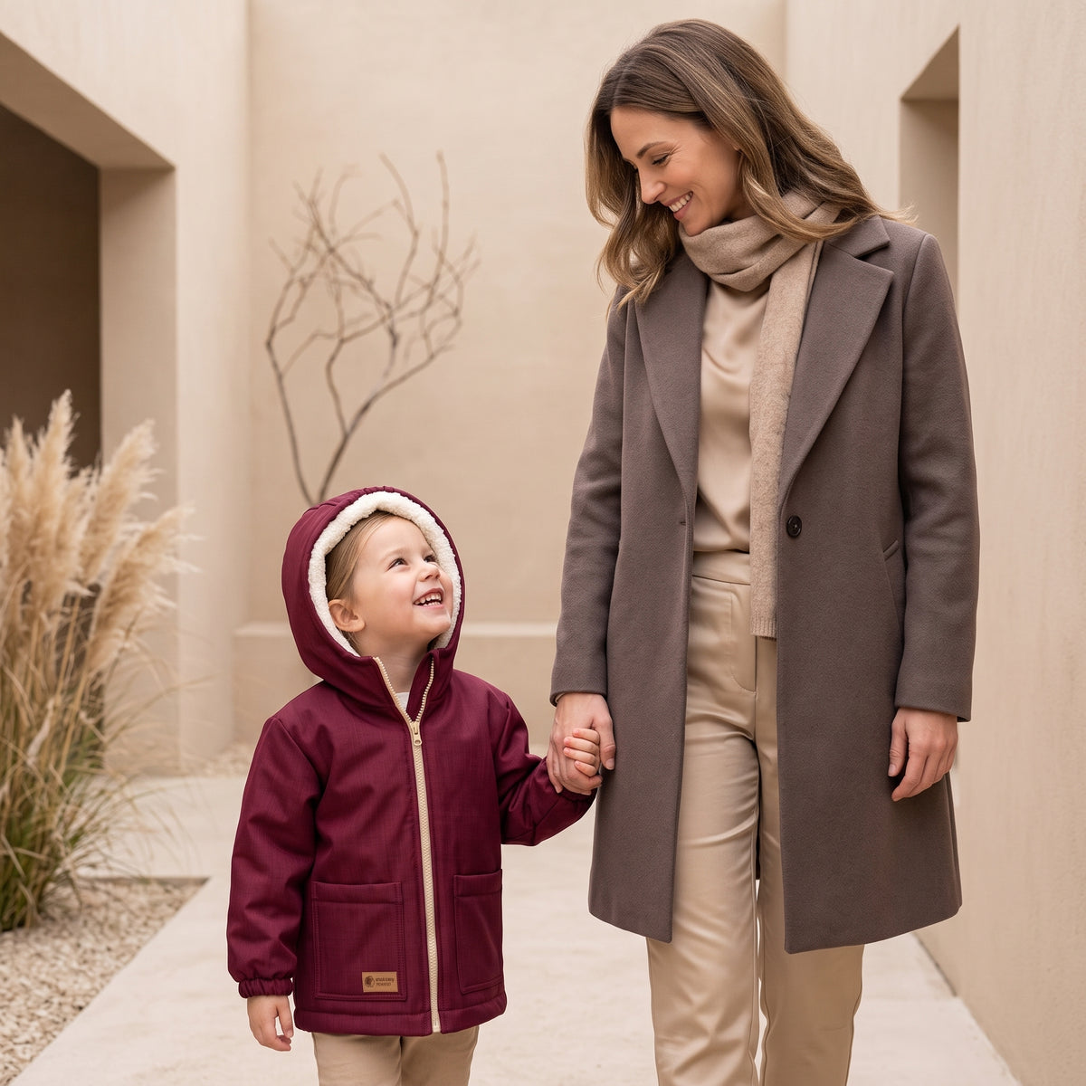 Veste softshell d’hiver pour enfant avec mouton Monkey Mum® - Petit Chaperon rouge bordeaux