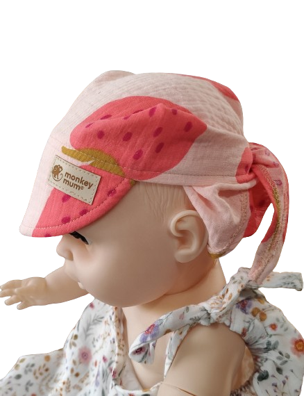 Foulard en mousseline avec visière Monkey Mum® - Fraise