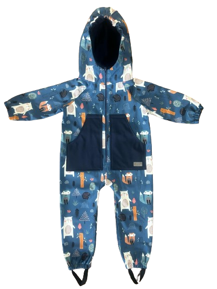 Monkey Mum® Combinaison softshell avec membrane – Animaux nocturnes - taille 98/104, 110/116