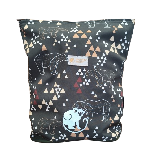 Petit sac à dos softshell pour enfant Monkey Mum® - Ours origami - Vert foncé