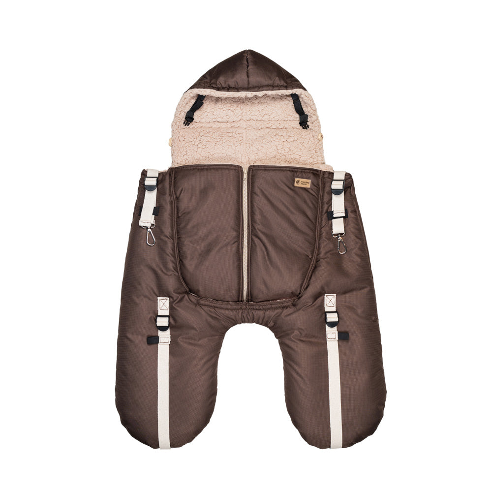 Monkey Mum® Pochette chauffante en tissu coupe-vent avec doublure en sherpa pour porte-bébé ou poussette Carrie - Petit ourson